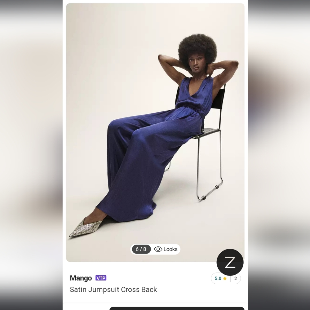 Mango Satin Jumpsuit Navy